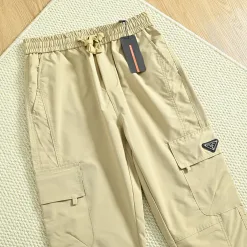 Luxus Prada Hose Khaki Nylon Atmungsaktiv Stil