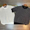 Premium Fendi Kurzarm Schwarzer Strick Jacquard Stil