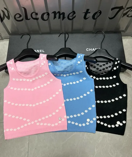 Luxus Chanel Weste Pink Strick Jacquard Luxus