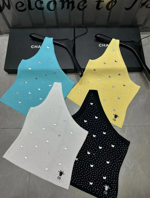 Premium Dior Weste Blaue Strick-Stickerei-Kollektion