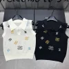 Luxus Chanel Weste Schwarz Strick Bestickt Luxus