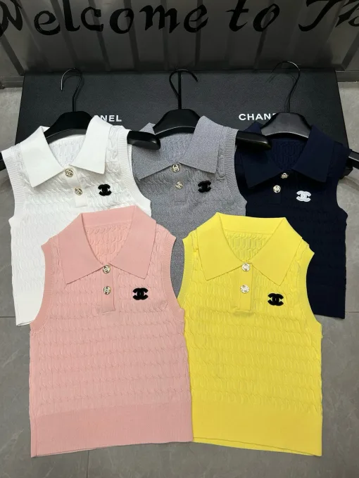 Premium Chanel Weste in weißem Strickstil
