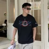 Luxus Moncler Kurzarm Schwarz Baumwolle Bestickt Stil