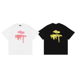 Luxuriöses Balenciaga Kurzarm-T-Shirt aus schwarzer Baumwolle mit Print