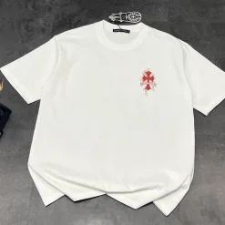 Premium Chrome Hearts Kurzarmhemd Rot Casual Style