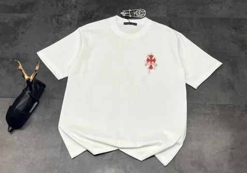 Premium Chrome Hearts Kurzarmhemd Rot Casual Style