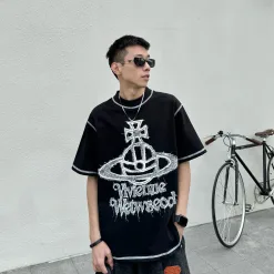 Premium Qualität Vivienne Westwood Kurzarm Weiß Print Stil