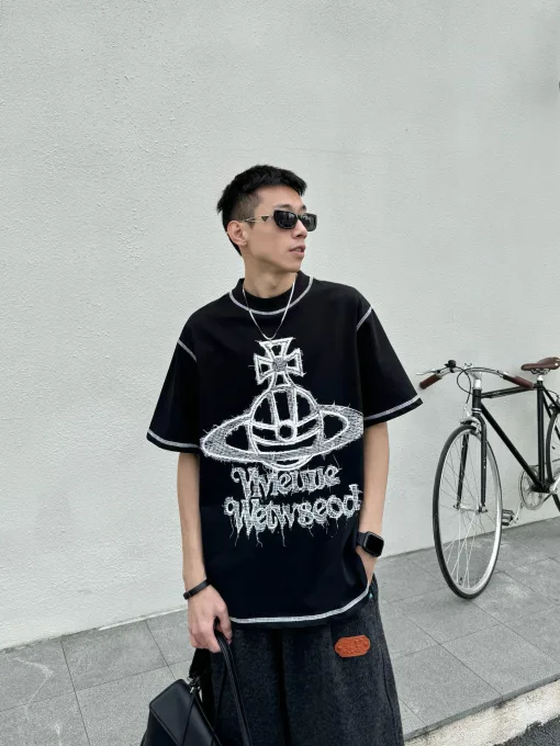Premium Qualität Vivienne Westwood Kurzarm Weiß Print Stil