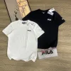 Bestseller Fila Kurzarm-Kollektion aus schwarzer, atmungsaktiver Baumwolle
