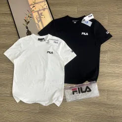 Bestseller Fila Kurzarm-Kollektion aus schwarzer, atmungsaktiver Baumwolle