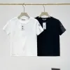 Hochwertiges Lululemon Kurzarm-Schwarz-Baumwoll-Stickerei-Luxus