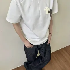 Premium Qualität Chrome Hearts Kurzarm Schwarz Baumwolle Eleganter Stil