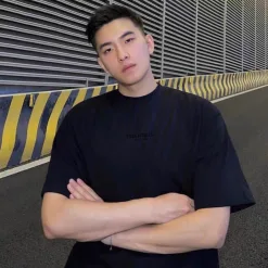 Luxus Fear Of God Kurzarm Grau Baumwolle Logo Luxus