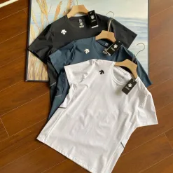 Premium Qualität Descente Kurzarm Schwarz Baumwolle Logo Luxus