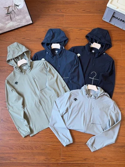 Premium Descente Kurzarmhemd Navy Nylon Atmungsaktiv Style