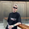 Balenciaga Kollektion mit kurzen Ärmeln und schwarzem Baumwolldruck in Premiumqualität