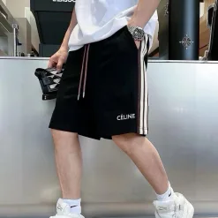 Meistverkaufte Celine Shorts Schwarzer Jersey Bestickter Stil