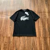 Premium Qualität Lacoste Kurzarm Schwarz Baumwolle Druck Luxus