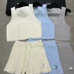 Bestseller Alo Shorts Blau Strick Monogramm Luxus