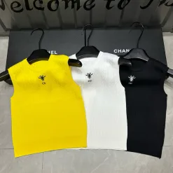Premium Dior Weste Gelbe Strick-Stickerei-Kollektion