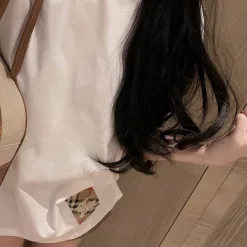Hochwertige Burberry Kurzarm Weiß Logo Luxus