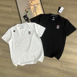 Premium Qualität Descente Kurzarm Schwarz Seide Atmungsaktive Kollektion