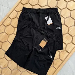 Premium Qualität The North Face Shorts Schwarze Polyester Plaid Kollektion