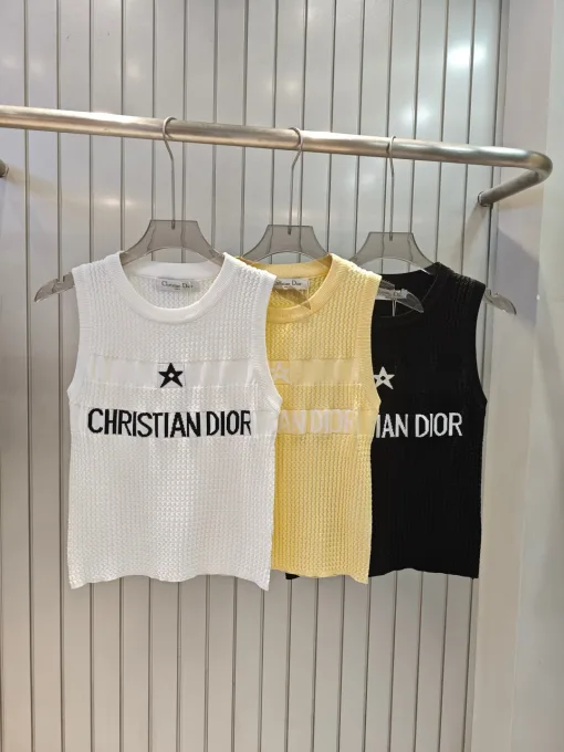 Hochwertige Dior Weste aus der gelben Jacquard-Kollektion