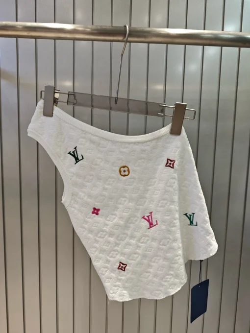 Premium Qualität Louis Vuitton Weste Weiß Strick Bestickt Luxus