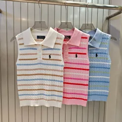 Luxus-Weste von Ralph Lauren, weißer Strick, bestickt