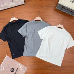 Hochwertige Lululemon Kurzarm Schwarz Klassischer Stil