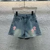 Luxuriöse Chrome Hearts Shorts, bestickter Blue Denim-Stil