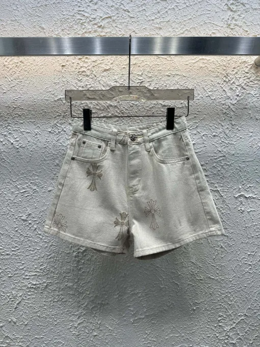 Meistverkaufte Chrome Hearts Shorts Braun Denim Jacquard Luxus