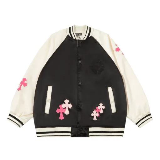 Meistverkaufte Chrome Hearts Mantel Schwarz Leder Patchwork Luxus