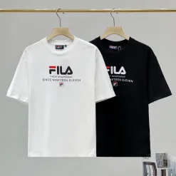 Premium Fila Kurzarmshirt aus schwarzer Baumwolle im Logo-Stil