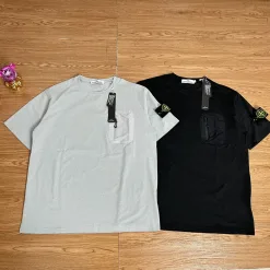 Bestseller Stone Island Kurzarm Schwarz Baumwolle Klassisch Luxus