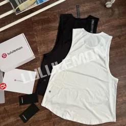 Luxus Lululemon Ärmellos Schwarz Baumwolle Klassisch Luxus