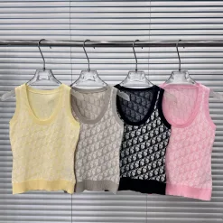 Hochwertige Dior Weste in Rosa mit Monogramm-Strickmuster, Luxus