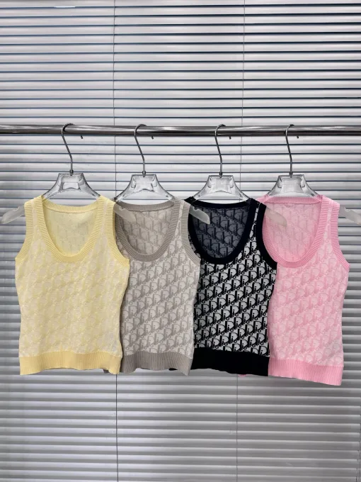 Hochwertige Dior Weste in Rosa mit Monogramm-Strickmuster, Luxus