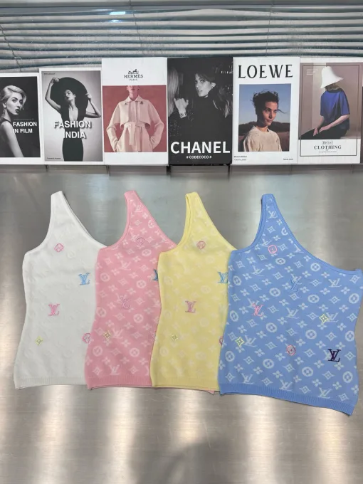 Premium Louis Vuitton Weste Gelbe Strick-Stickerei-Kollektion