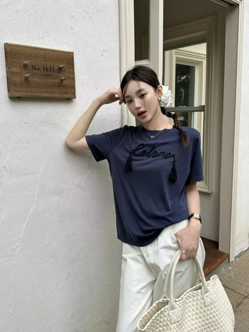 Bestseller Celine Kurzarm-Kollektion in Marineblau