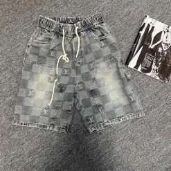 Premium Louis Vuitton Shorts Denim Plaid Luxus