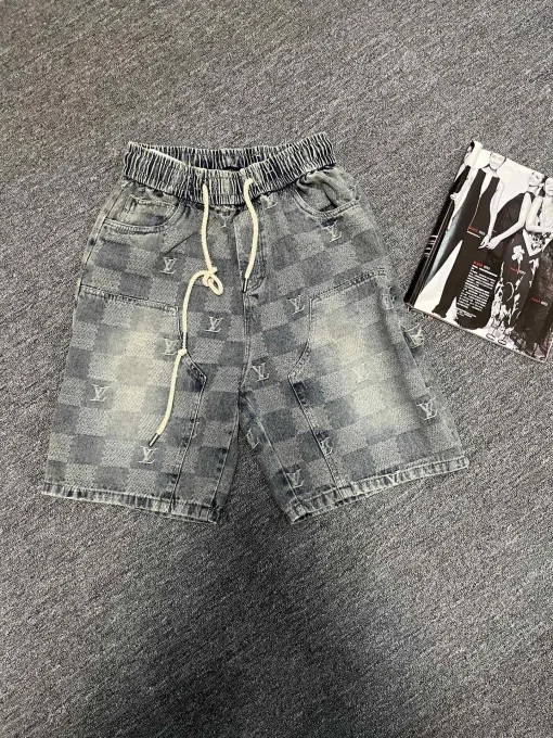 Premium Louis Vuitton Shorts Denim Plaid Luxus
