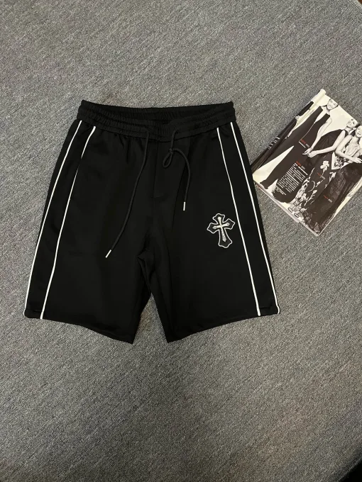 Luxus-Shorts aus der Chrome Hearts-Kollektion aus gewaschener Baumwolle in Schwarz