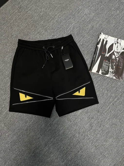 Hochwertige Fendi Shorts Gelbe bestickte Kollektion