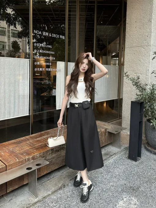 Premium Prada Rock Schwarz Logo Luxus