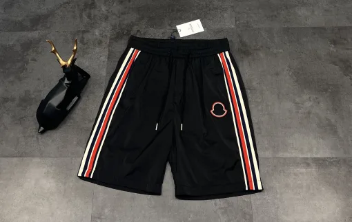 Luxus Moncler Shorts Schwarz Seide Atmungsaktiv Stil