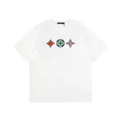 Premium Qualität Louis Vuitton Kurzarm Baumwolle Druck Luxus