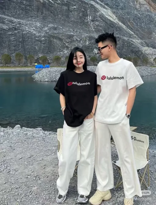 Premiumqualität Lululemon Kurzarm-Kollektion aus roter Baumwolle