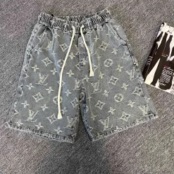 Hochwertige Louis Vuitton Shorts im grauen Denim-Logo-Stil